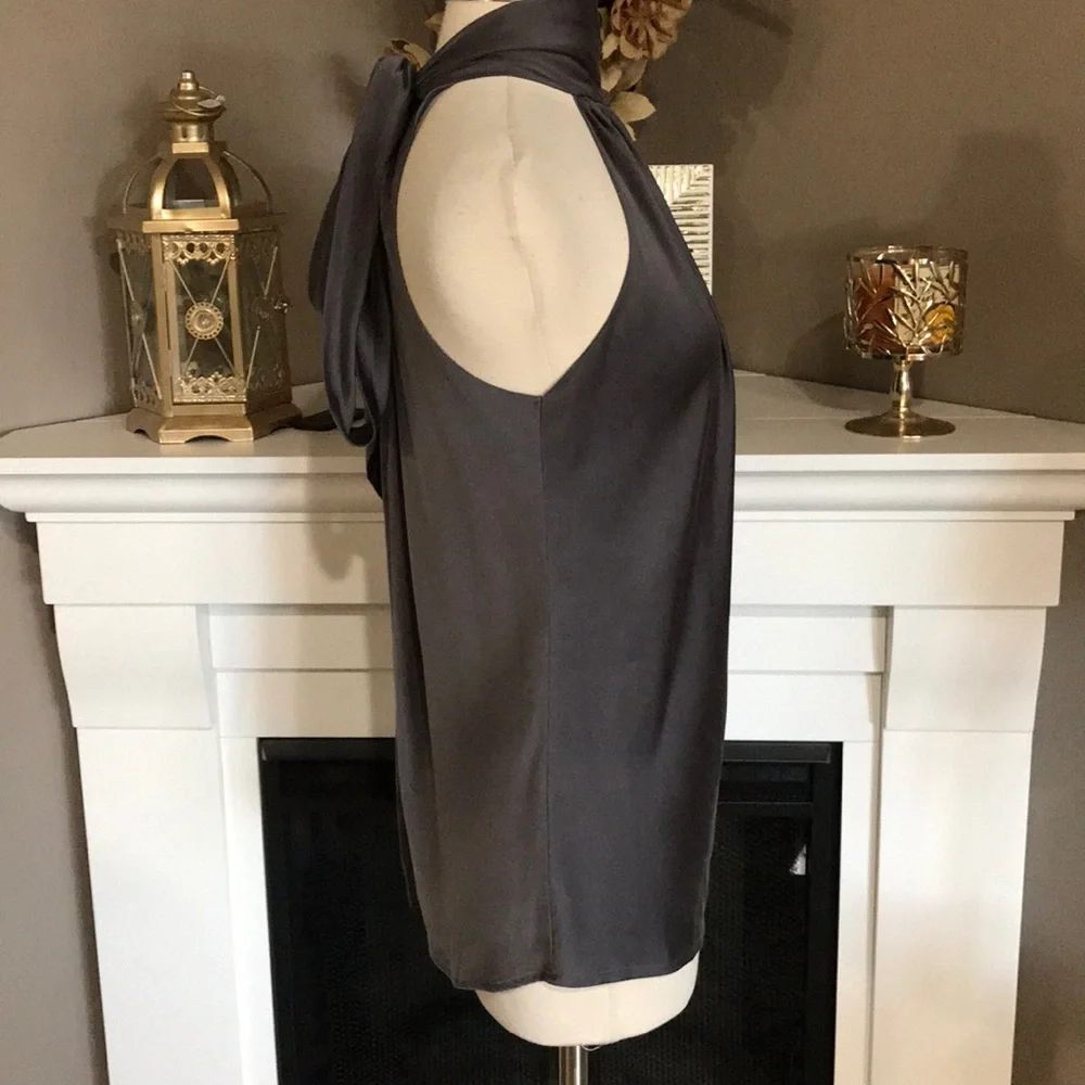 Ramy Brook Paige High Neck Gray Silk Halter Top - Picture 4 of 8